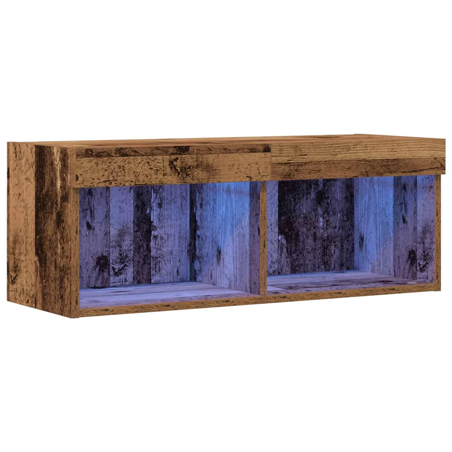 Ensemble meuble TV avec LED Bois ancien 80 x 30 x 30 cm - 2