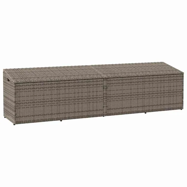 Boîte de rangement de jardin gris 220x50x58 cm résine tressée