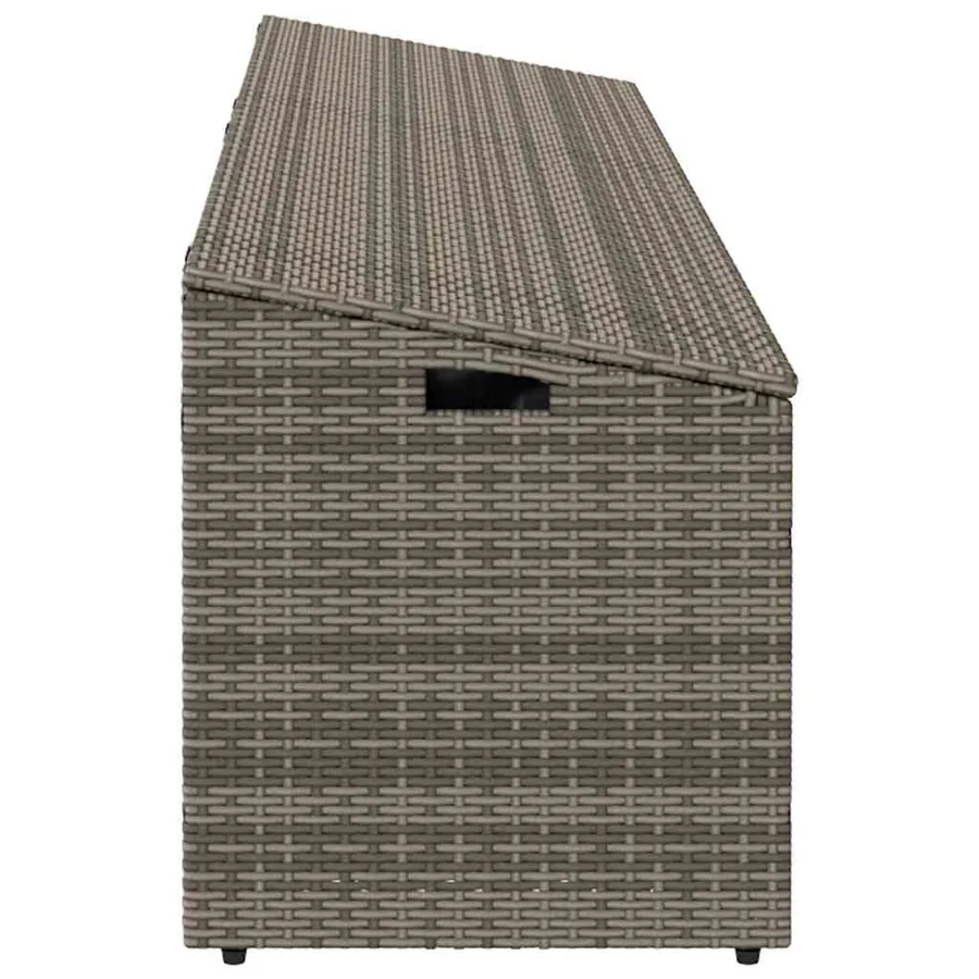 Boîte de rangement de jardin gris 220x50x58 cm résine tressée - 5