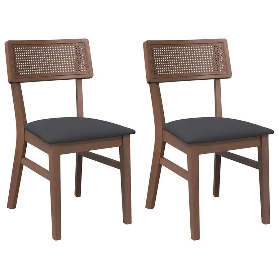 Chaises à manger coussins 2 pcs marron bois massif caoutchouc - 2