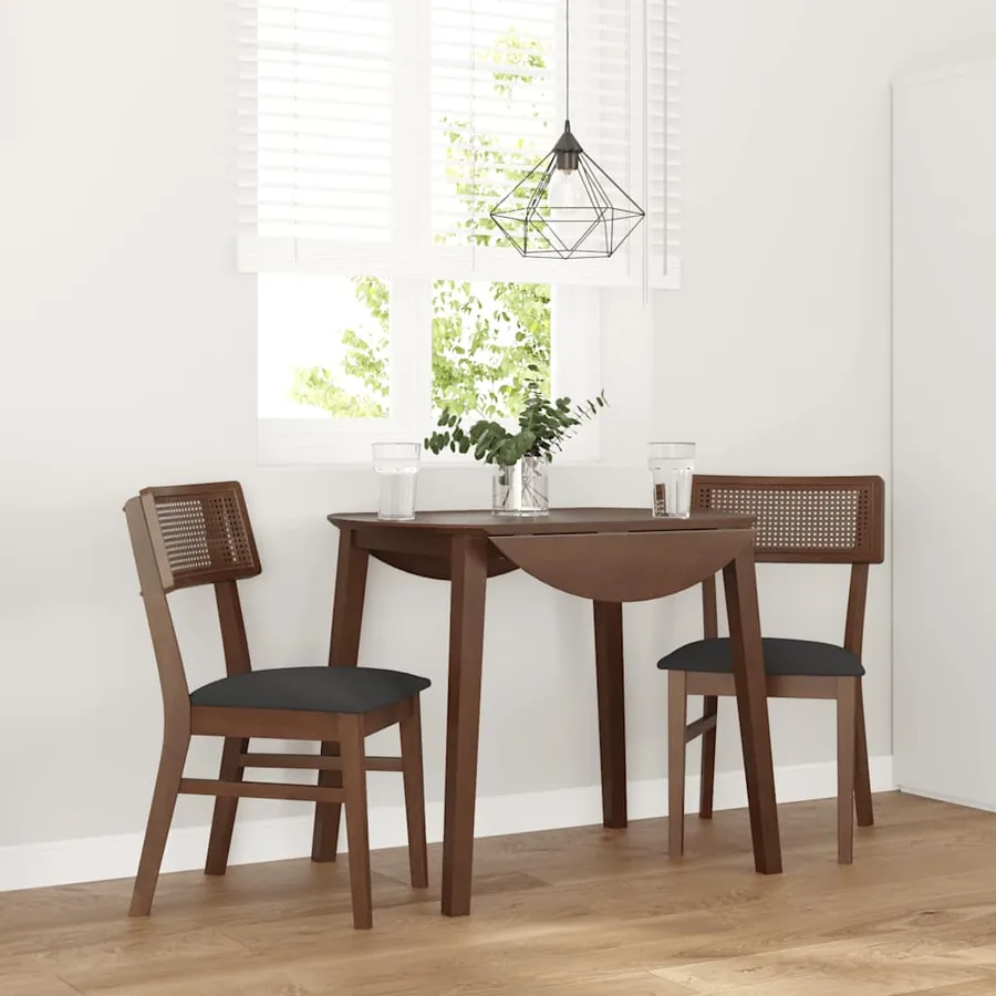 Chaises à manger coussins 2 pcs marron bois massif caoutchouc - 3