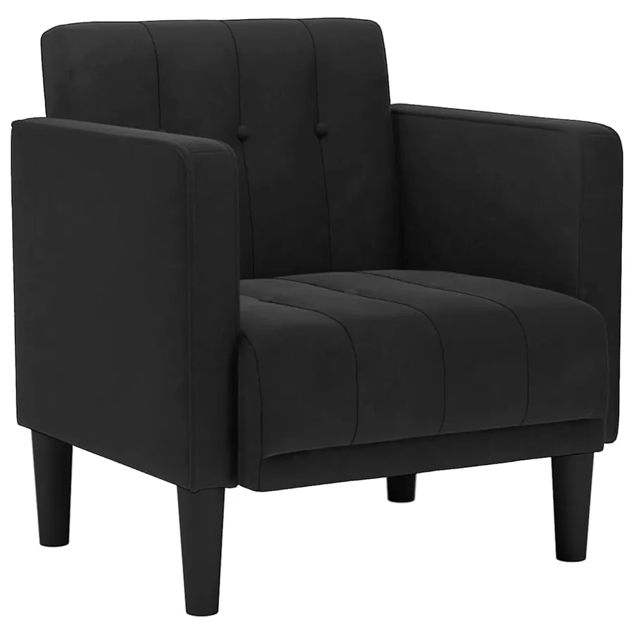 Fauteuil canapé avec accoudoirs velours noir 53 cm - 2