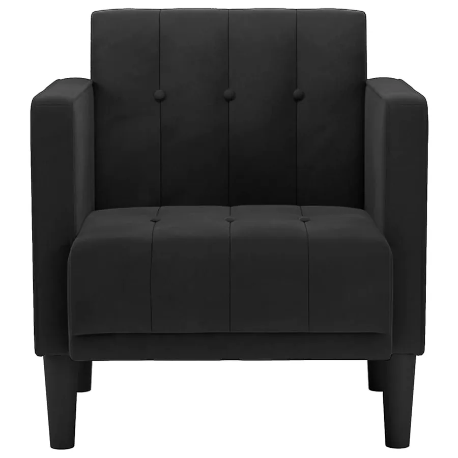 Fauteuil canapé avec accoudoirs velours noir 53 cm - 3