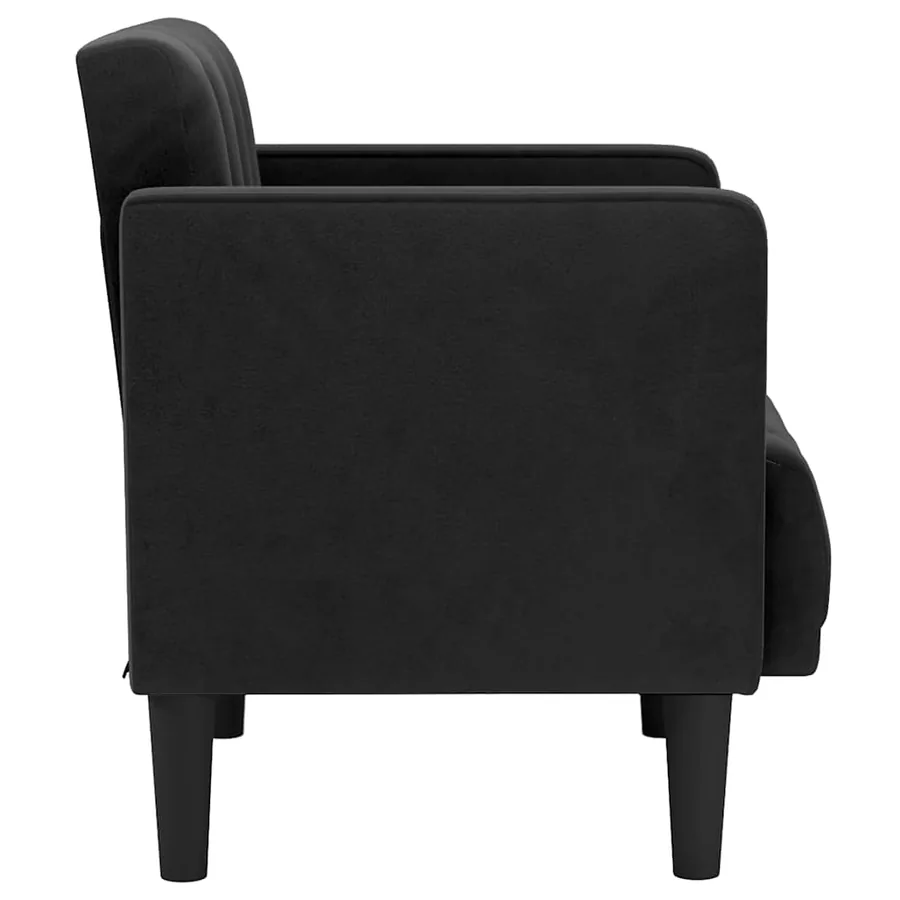 Fauteuil canapé avec accoudoirs velours noir 53 cm - 4