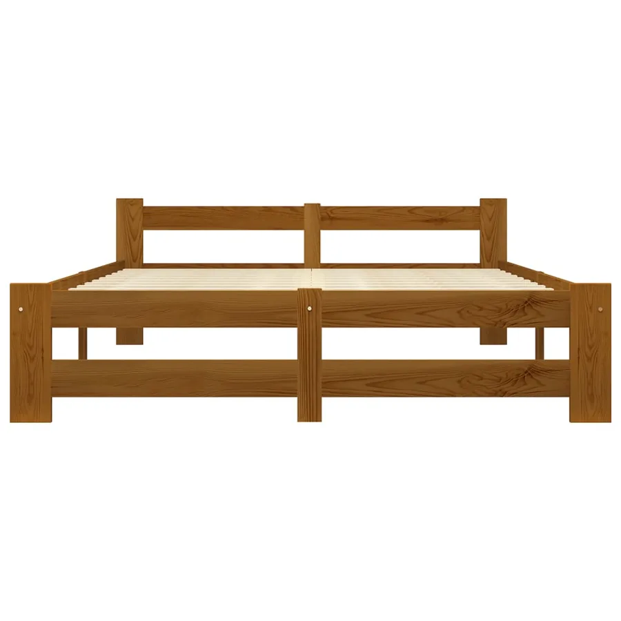 Cadre de lit sans matelas marron miel pin massif 140x200 cm - 3