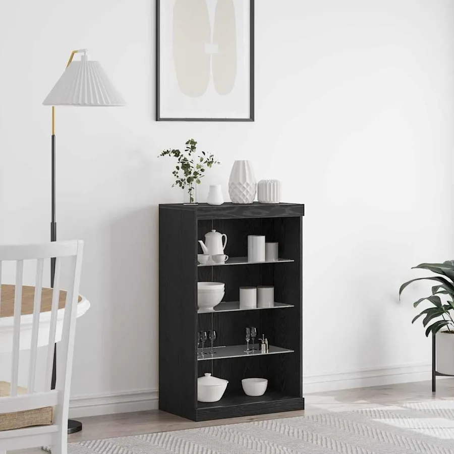 Buffet LED Chêne noir 60,5 x 37 x 100 cm Bois d'ingénierie