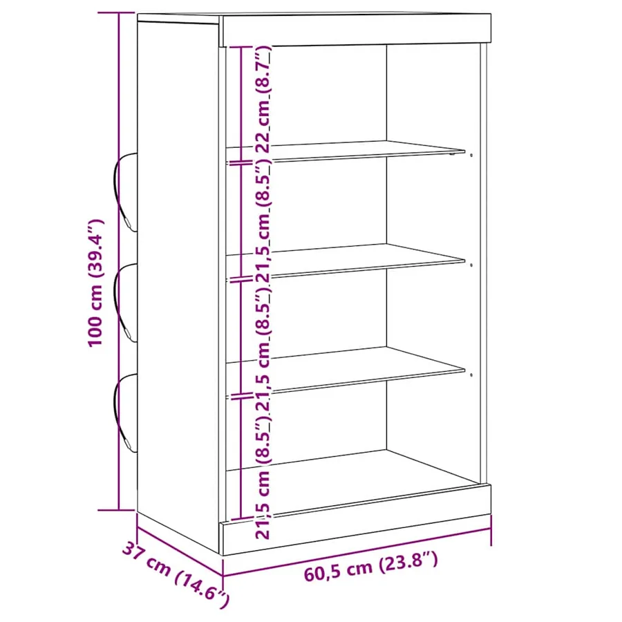 Buffet LED Chêne noir 60,5 x 37 x 100 cm Bois d'ingénierie - 13