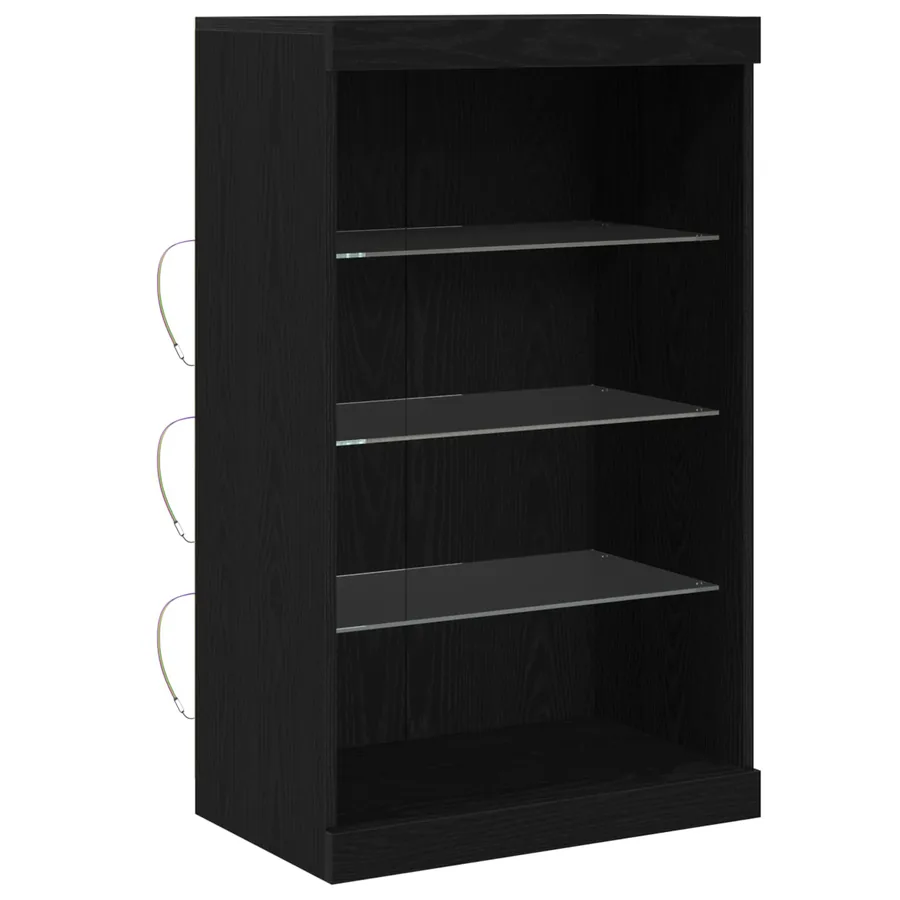 Buffet LED Chêne noir 60,5 x 37 x 100 cm Bois d'ingénierie - 5