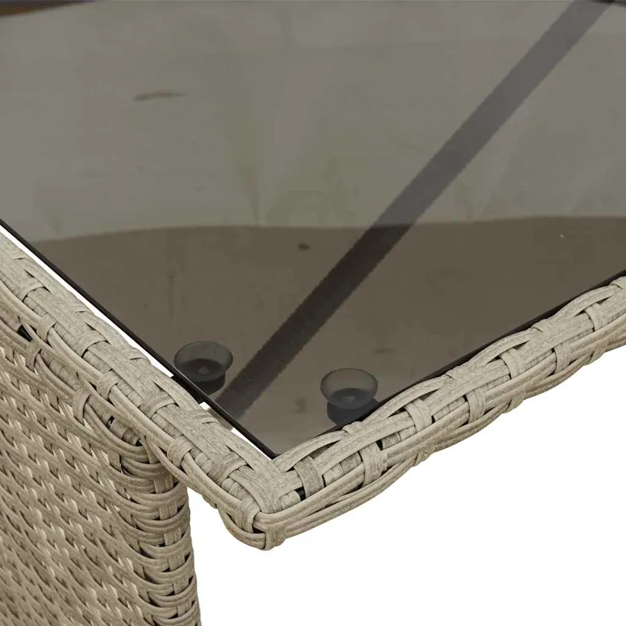Ensemble à manger de jardin 3pcs coussins gris clair poly rotin - 11
