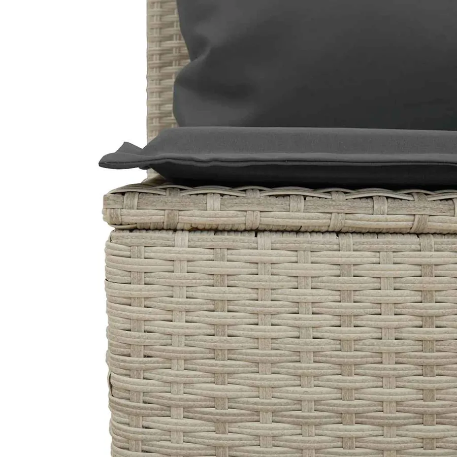 Ensemble à manger de jardin 3pcs coussins gris clair poly rotin - 12