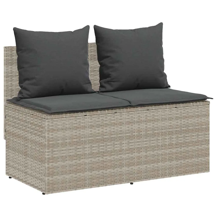 Ensemble à manger de jardin 3pcs coussins gris clair poly rotin - 4