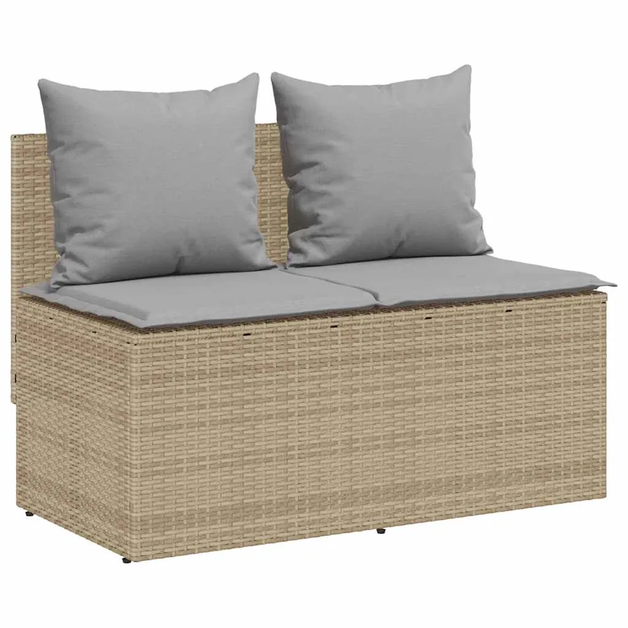 Ensemble à manger de jardin et coussins 3 pcs Beige poly rotin - 4
