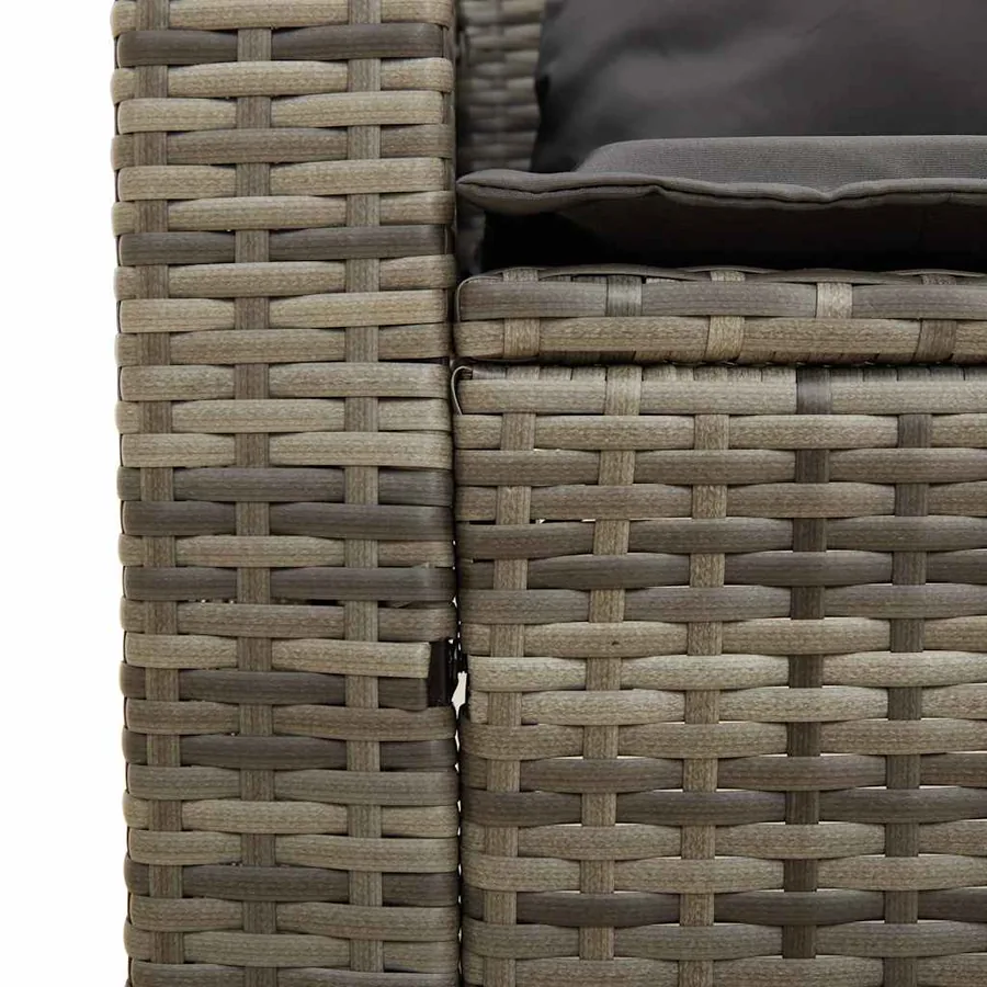 Salon de jardin 5 pcs avec coussins empilable gris polyrotin - 10