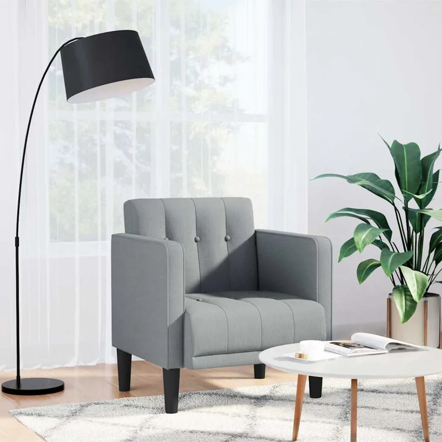 Fauteuil canapé avec accoudoirs tissu gris clair 53 cm