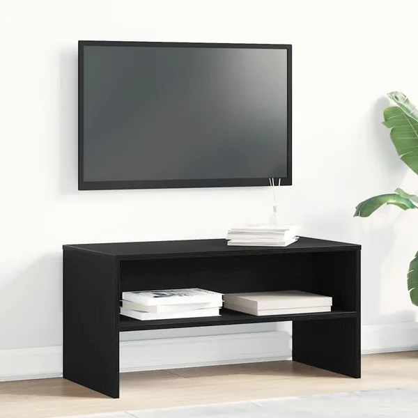 Meuble TV chêne noir 80x40x40 cm bois d'ingénierie