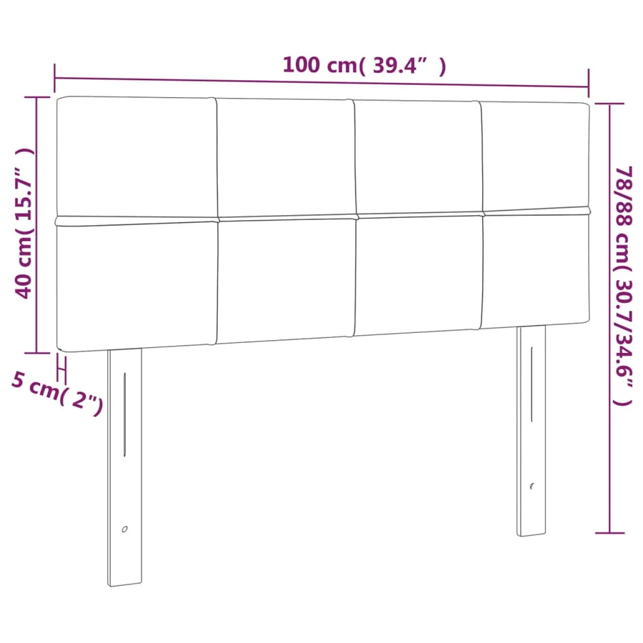 Tête de lit Gris foncé 100x5x78/88 cm Tissu - 8