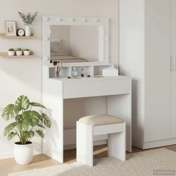 Table de Toilette Blanc 78,5 x 41 x 135 cm Bois d'ingénierie