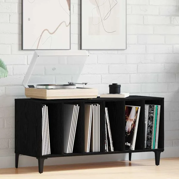 Meuble à vinyles Chêne noir 100 x 38 x 48 cm Bois d'ingénierie