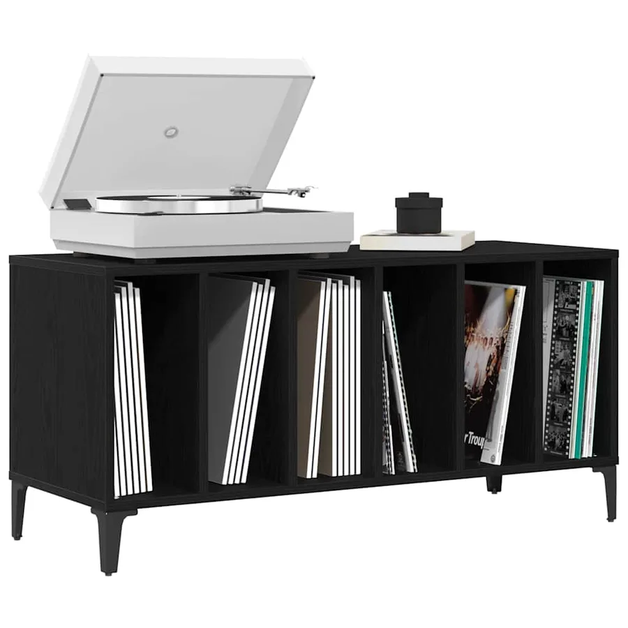 Meuble à vinyles Chêne noir 100 x 38 x 48 cm Bois d'ingénierie - 3