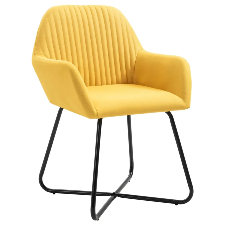 Chaises à manger lot de 4 jaune tissu - 2