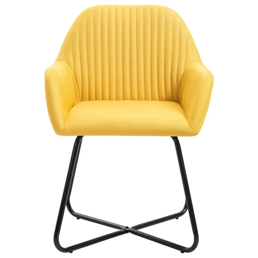 Chaises à manger lot de 4 jaune tissu - 3