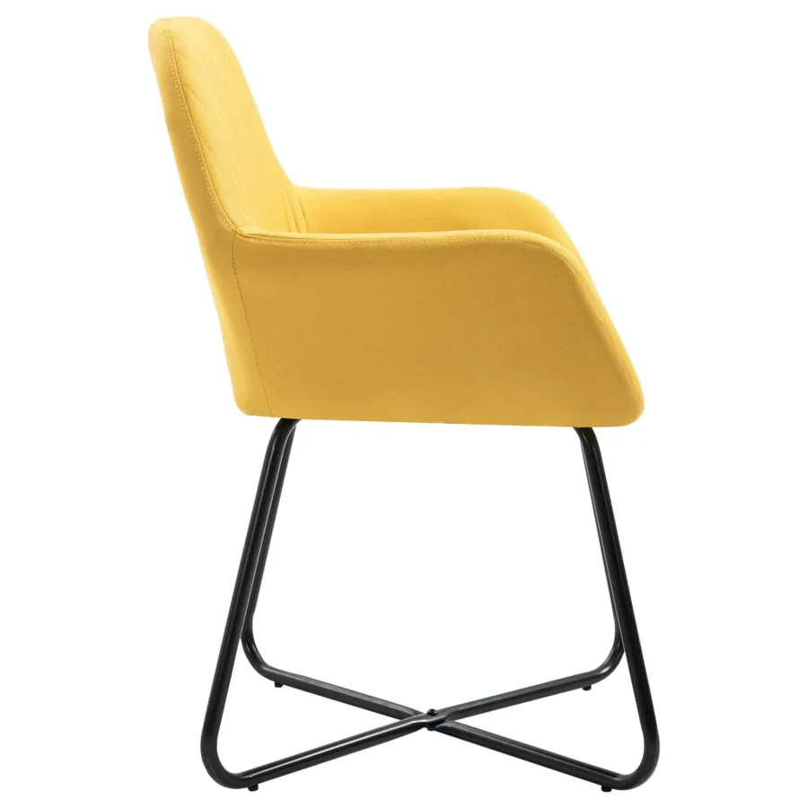 Chaises à manger lot de 4 jaune tissu - 4