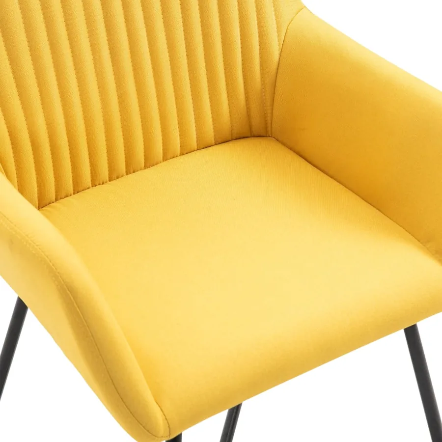 Chaises à manger lot de 4 jaune tissu - 6