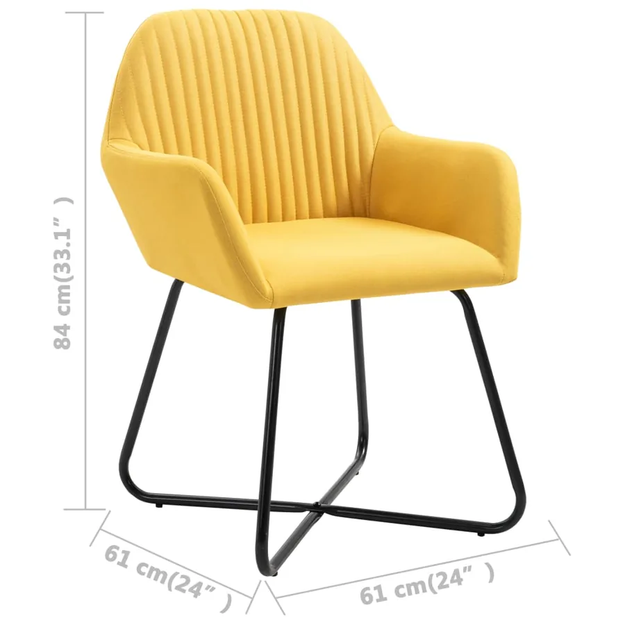 Chaises à manger lot de 4 jaune tissu - 8