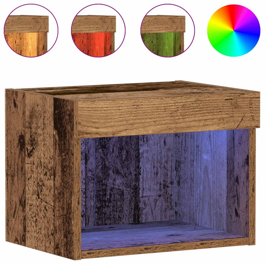 Ensemble meuble TV avec LED Bois ancien 40 x 30 x 30 cm - 4