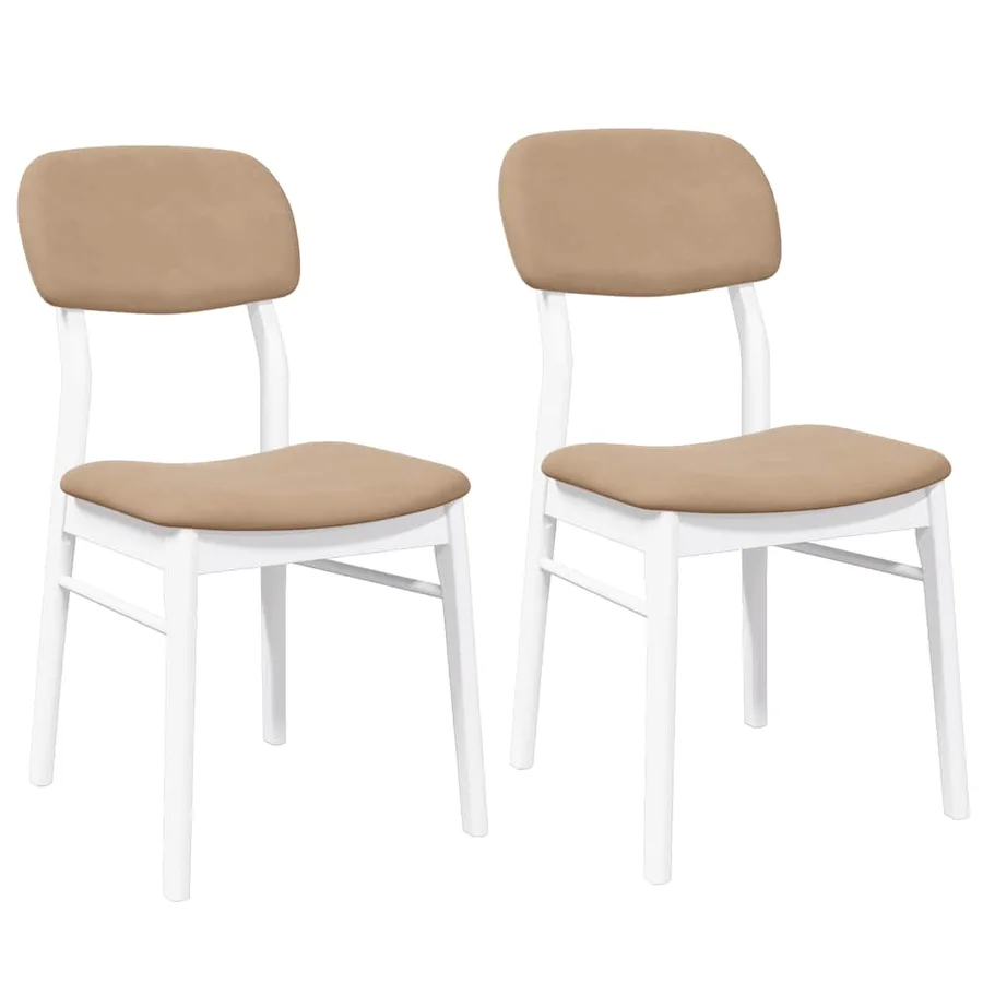 Chaises à manger coussins 2 pcs blanc bois massif caoutchouc - 2