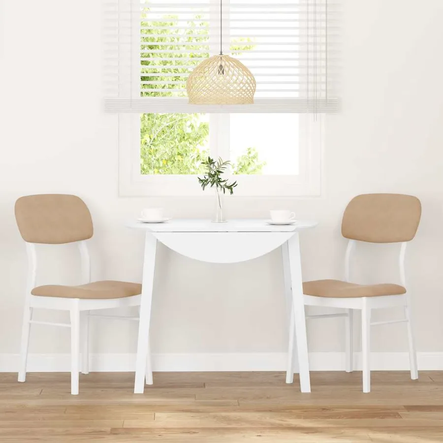 Chaises à manger coussins 2 pcs blanc bois massif caoutchouc - 3