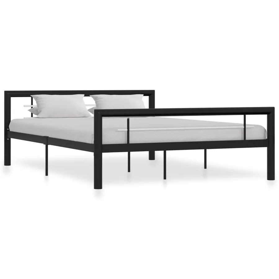 Cadre de lit sans matelas noir et blanc métal 120x200 cm