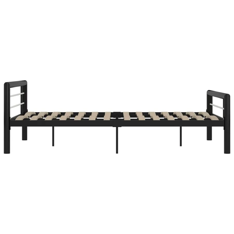 Cadre de lit sans matelas noir et blanc métal 120x200 cm - 4