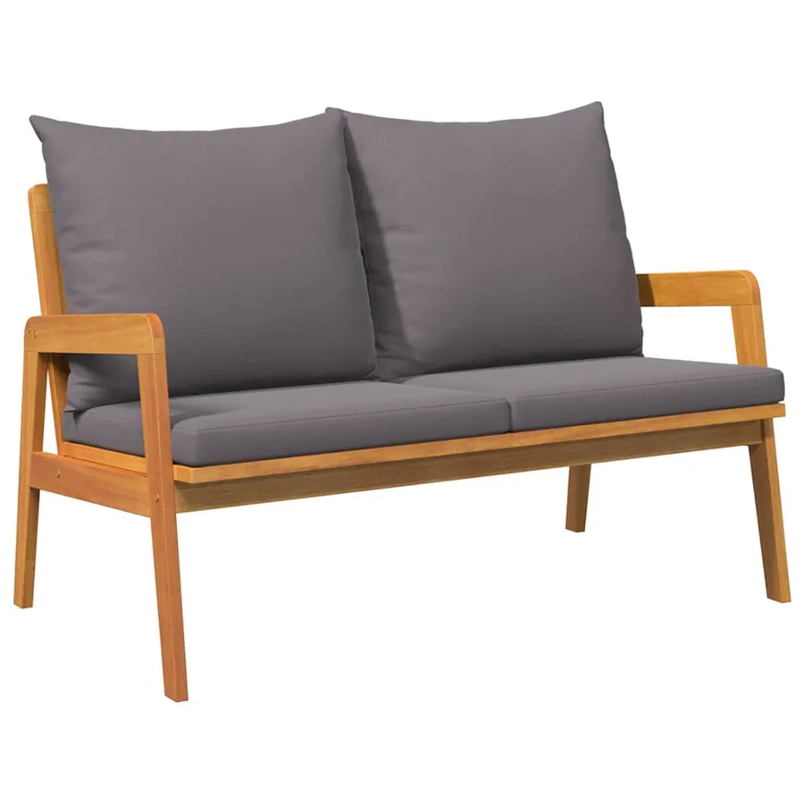 Ensemble bistrot avec coussin 4 pcs Marron Bois d'Acacia Massif - 7