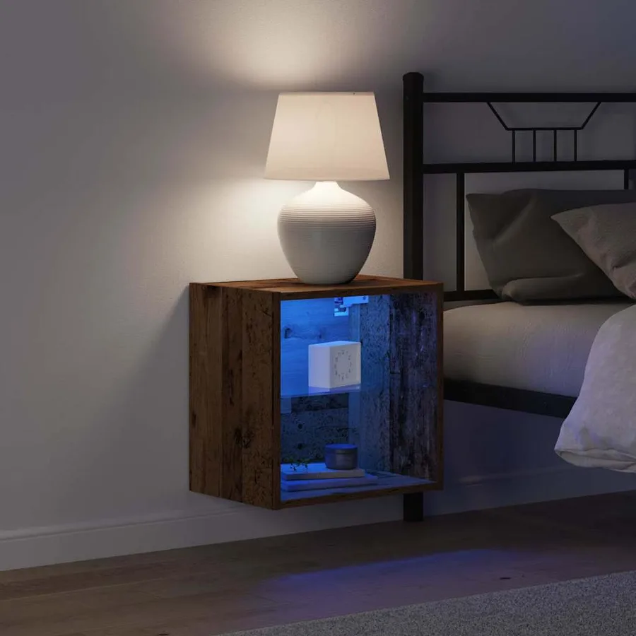 Étagère flottante avec lumière LED avec étagère 2 pcs Marron - 6