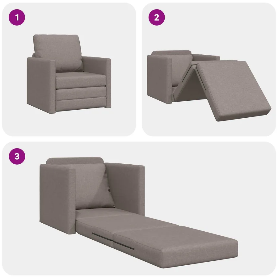 Canapé-Lit Taupe 74 x 77 x 81 cm tissu - 8