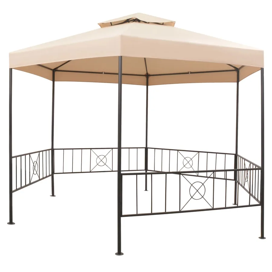 Chapiteau tente de jardin Hexagonal Beige 323 x 265 cm - 2