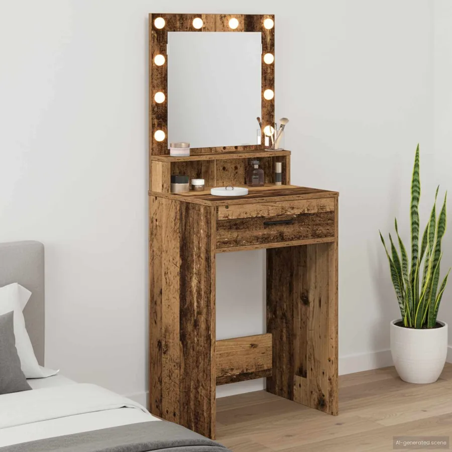 Table de Toilette avec tiroir Bois ancien 50 x 41 x 135 cm