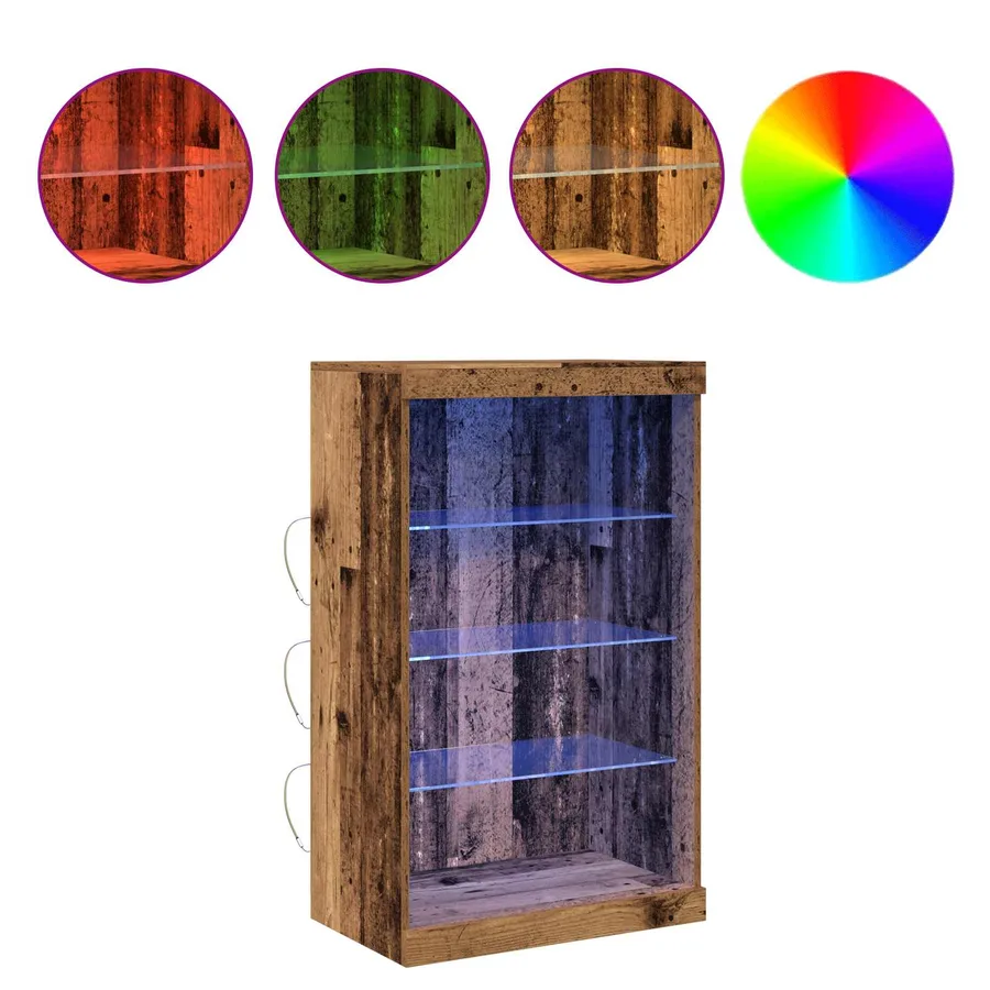 Buffet LED Bois ancien 60,5 x 37 x 100 cm Bois d'ingénierie - 2