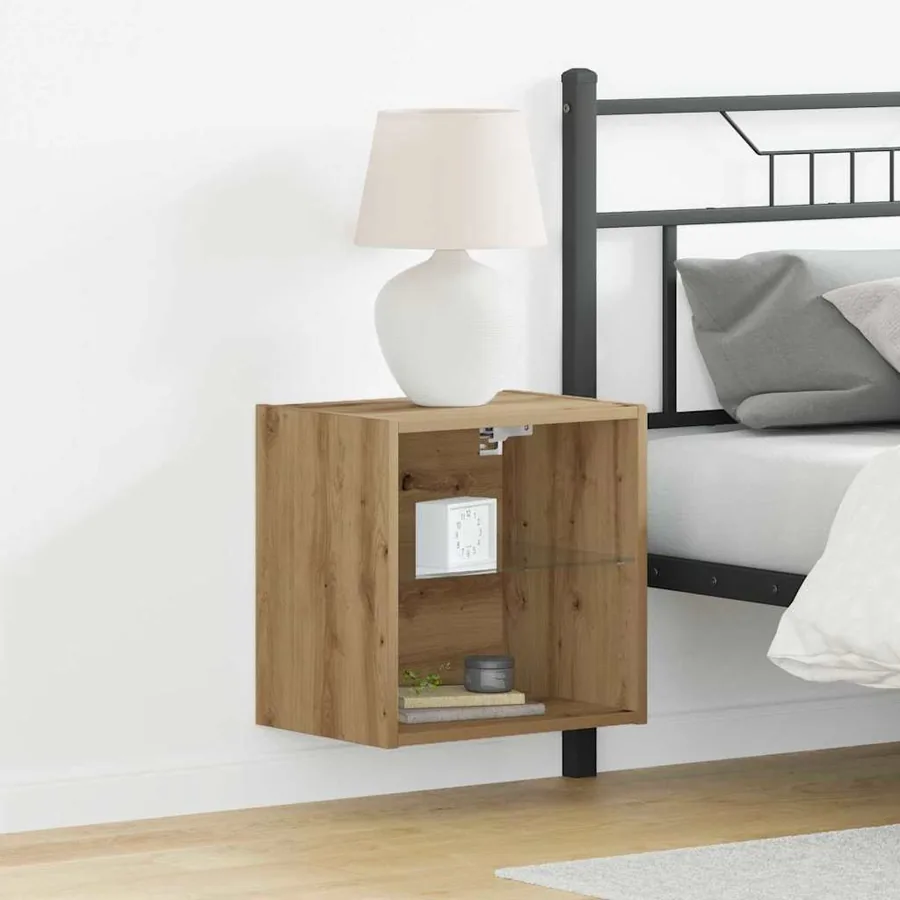 Étagère flottante avec lumière LED avec étagère 2 pc Marron