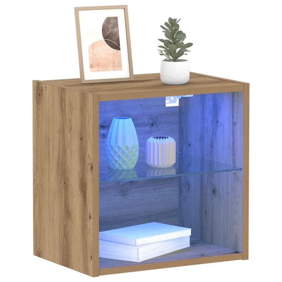 Étagère flottante avec lumière LED avec étagère 2 pc Marron - 3