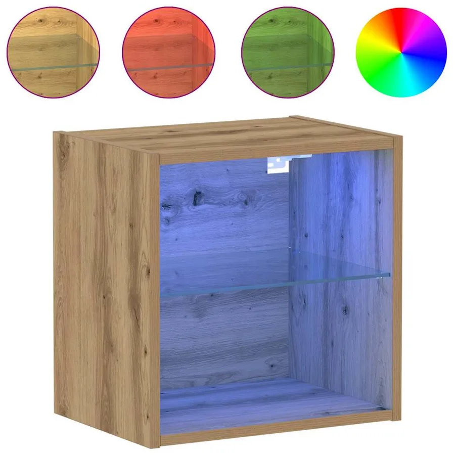 Étagère flottante avec lumière LED avec étagère 2 pc Marron - 4