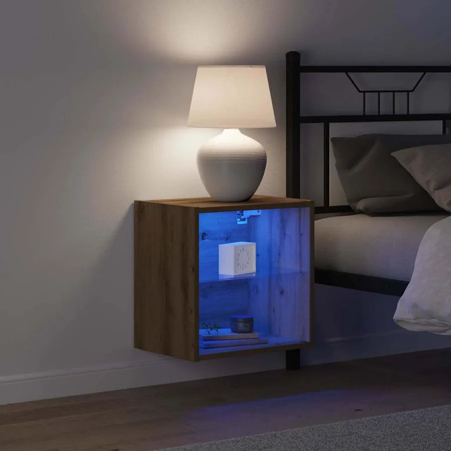 Étagère flottante avec lumière LED avec étagère 2 pc Marron - 6