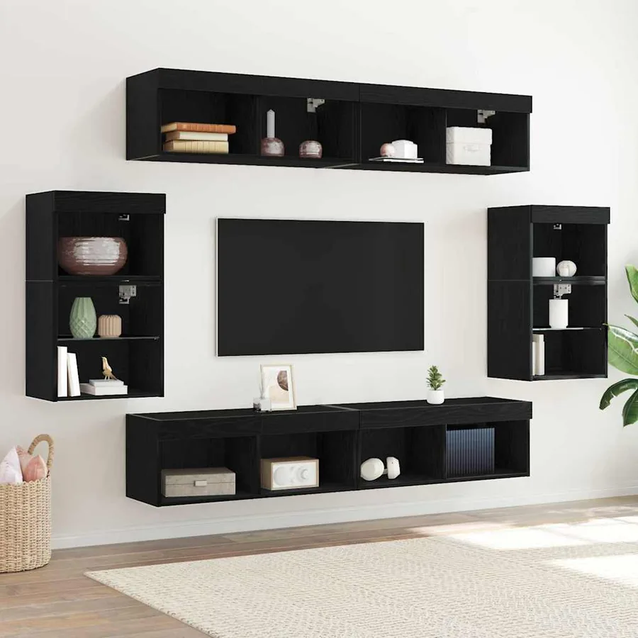 Ensemble meuble TV 8 pcs Chêne noir Bois d'ingénierie