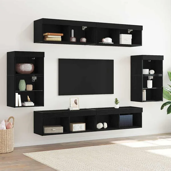 Ensemble meuble TV 8 pcs Chêne noir Bois d'ingénierie