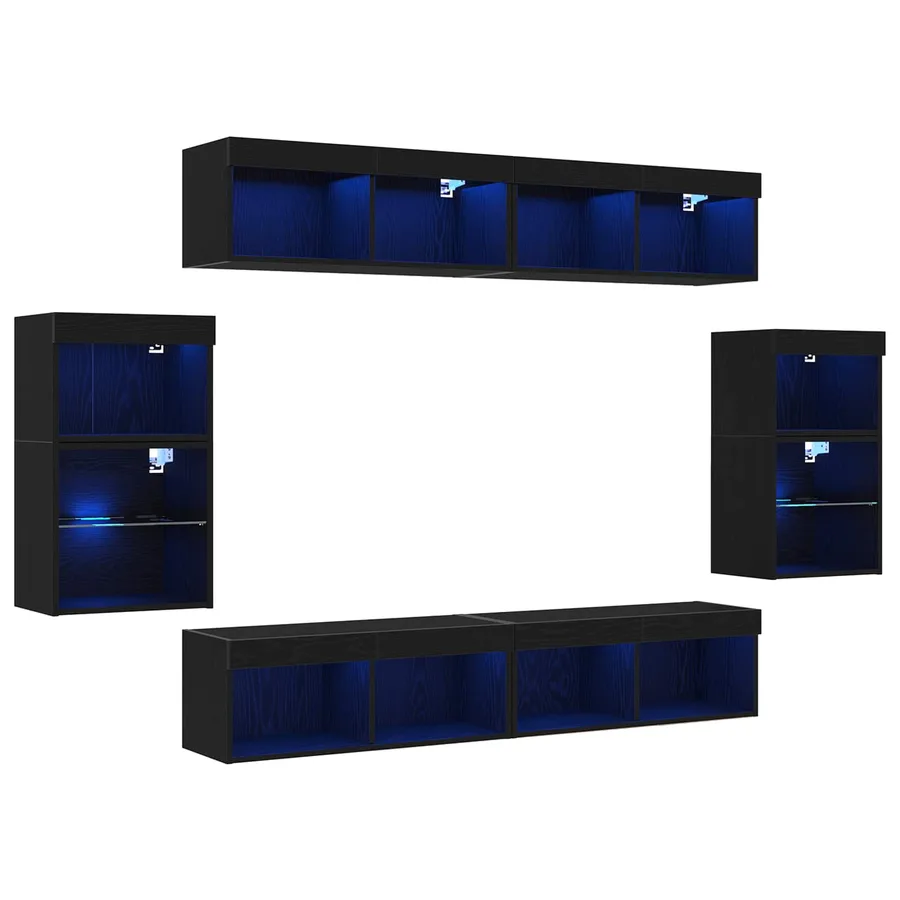 Ensemble meuble TV 8 pcs Chêne noir Bois d'ingénierie - 2