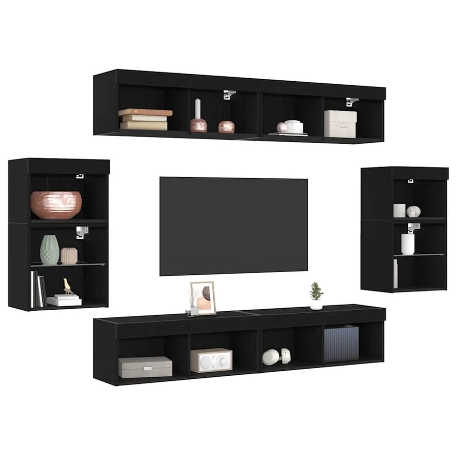 Ensemble meuble TV 8 pcs Chêne noir Bois d'ingénierie - 3