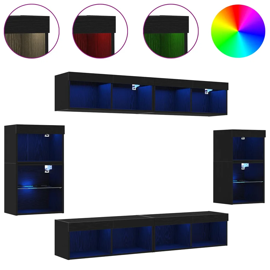 Ensemble meuble TV 8 pcs Chêne noir Bois d'ingénierie - 4