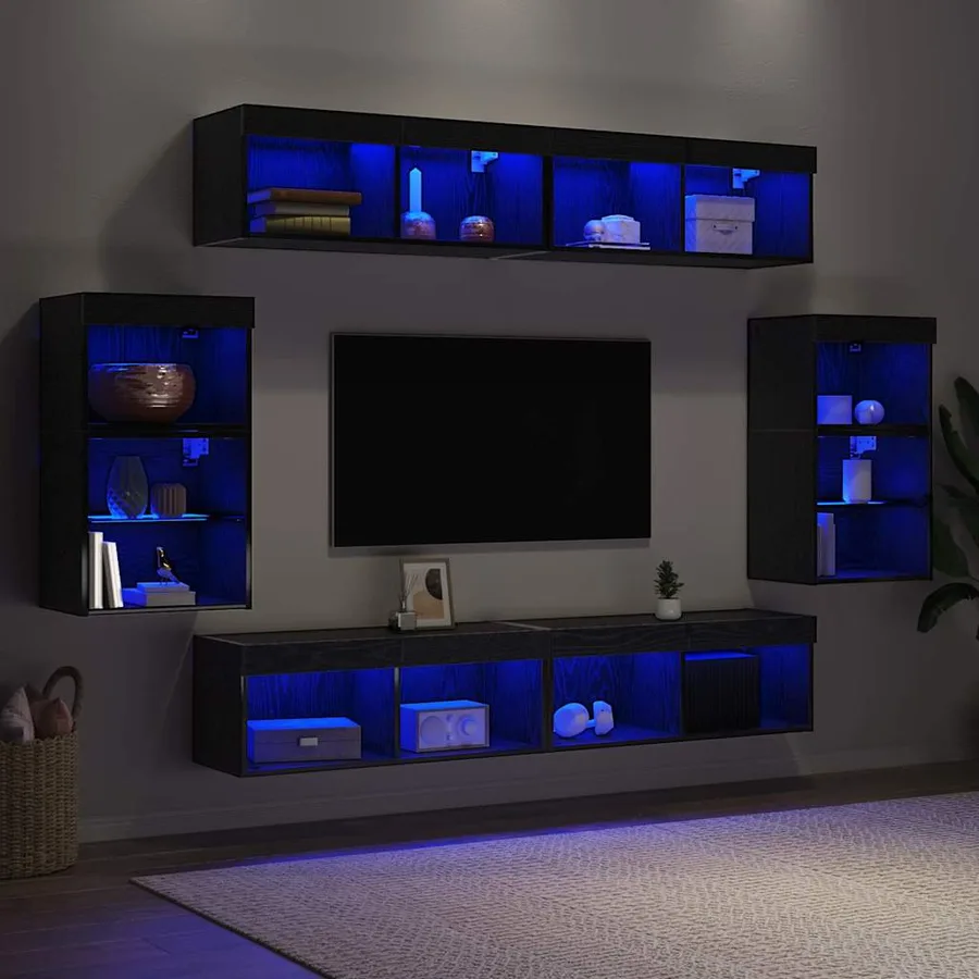 Ensemble meuble TV 8 pcs Chêne noir Bois d'ingénierie - 5