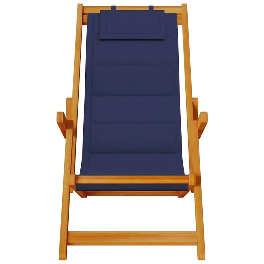 Chaise pliante avec accoudoirs en bois d'acacia bleu et textilène - 5